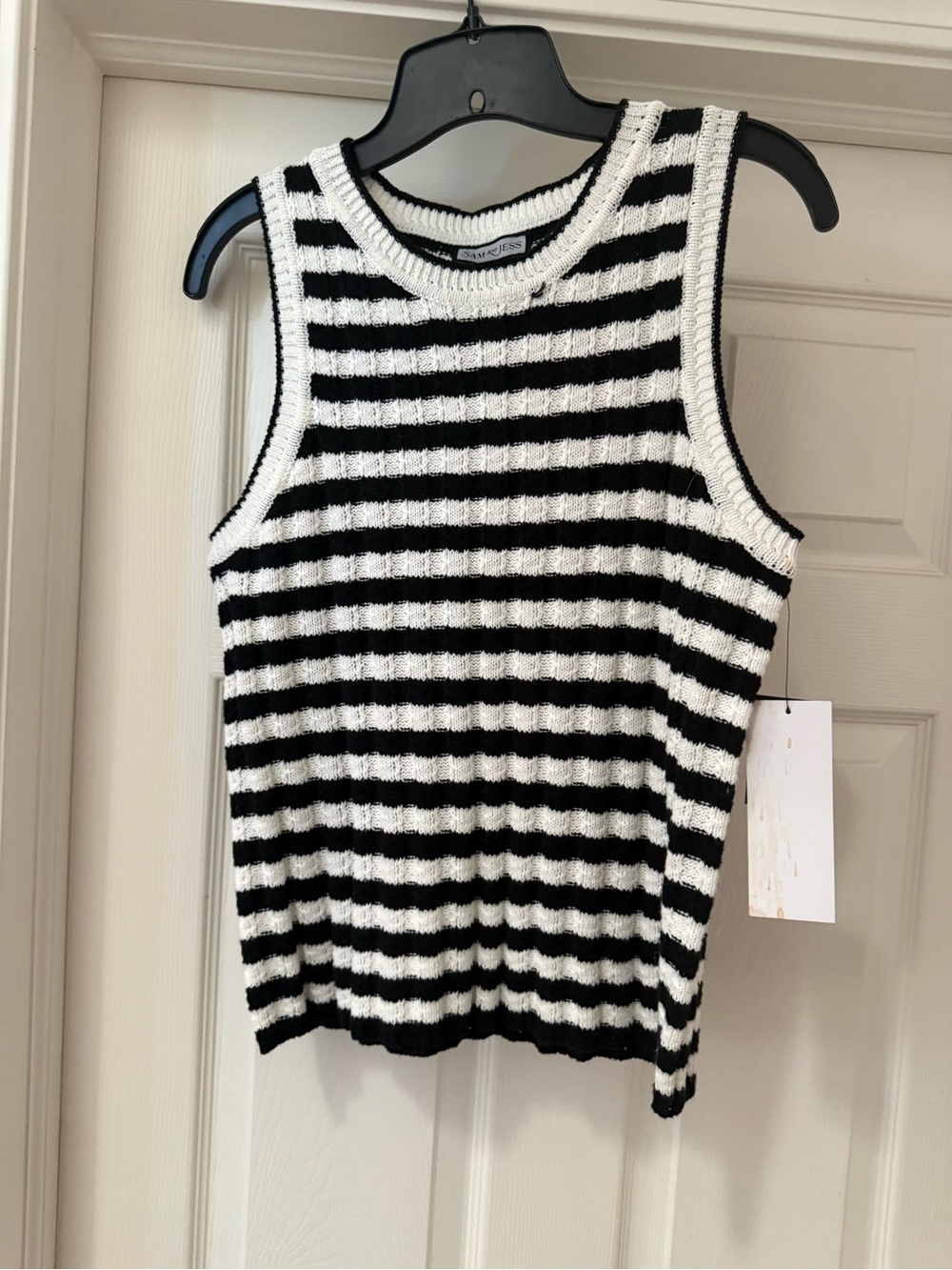 Sam and Jess Striped Knit Tank - Black & White